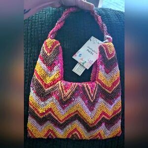 Handcrafted Beaded Purse Viral On Tik TokPink and Yellow Chevron Bag